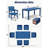 All Weather Outdoor Table and Chairs 7 Pieces Patio Dining Sets Outside Furniture With Umbrella Hole& Aluminum Frame HIPS Modern Patio Dining Set for 6 Person for Outside Backyard/Porch/Deck, 1-Table 6-Chairs, Dark Blue-123192662