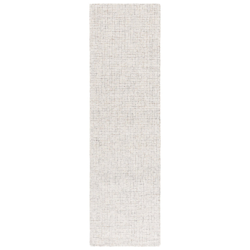 Martha Stewart Hand Tufted Wool Cotton Rug in Light Grey/Ivory, Runner 2'3" x 8'