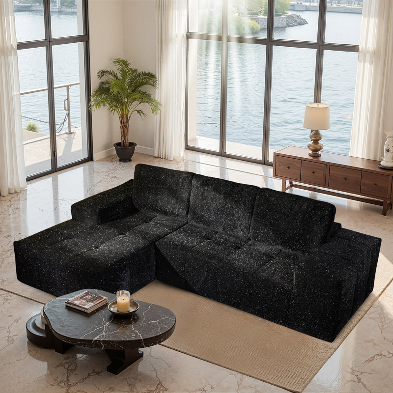 Canapé modulaire surdimensionné en L surdimensionné de 114 po - Confort semblable à un nuage, tissu chatoyant, idéal pour les appartements, les familles et les décors
