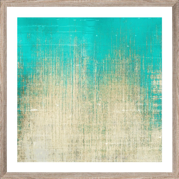Turquoise Texture Abstract - Single Picture Frame Print, 202.692 cm H x 202.692 cm W, Bevelled Wood Effect