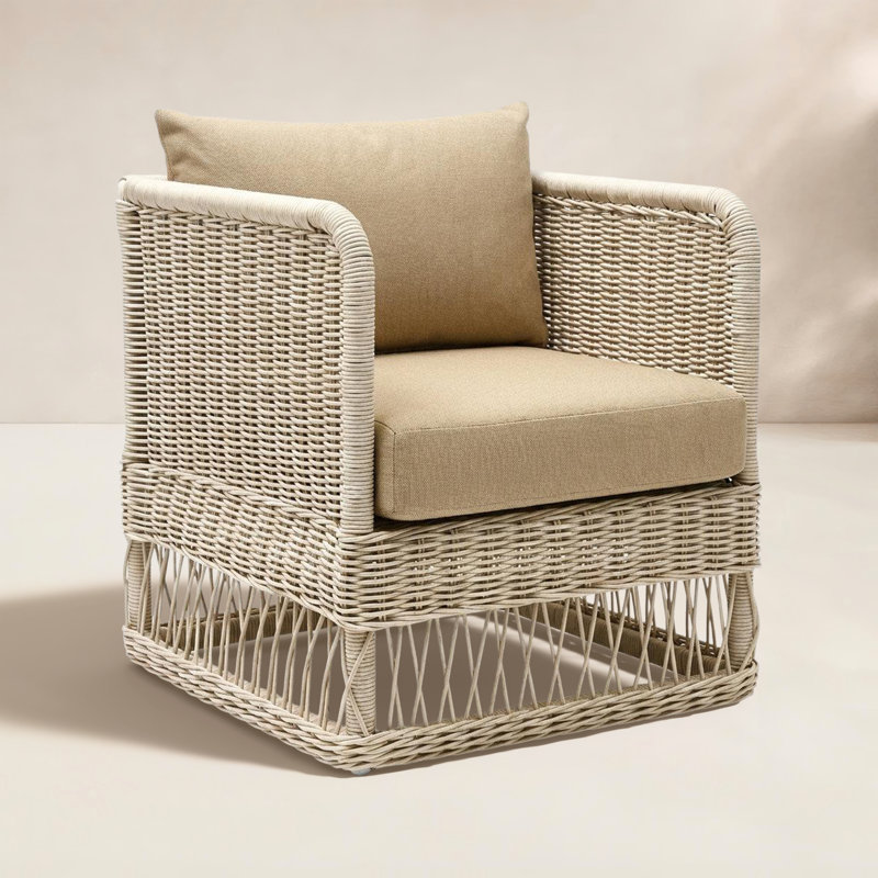 Margot Pebble Outdoor Patio Club Chairs, Canvas Beige, White