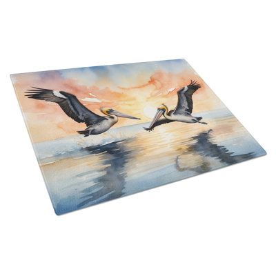 Pelicans Flying Glass Cutting Board