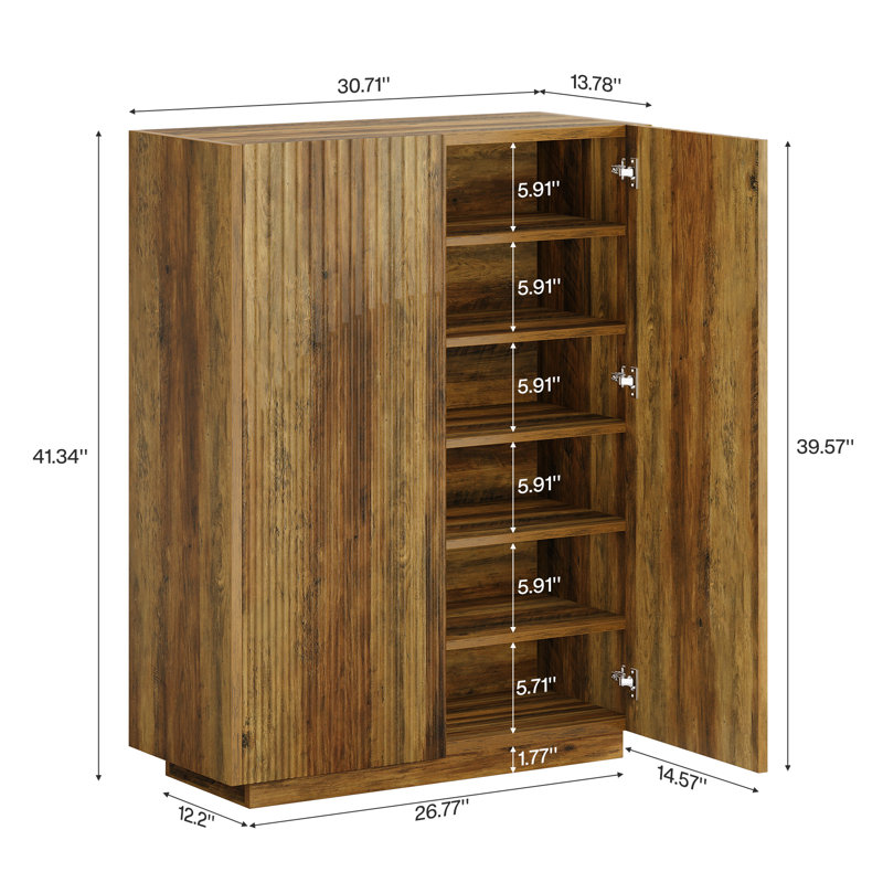 Farmhouse 24 Pair Shoe Storage Cabinet with Adjustable Shelves