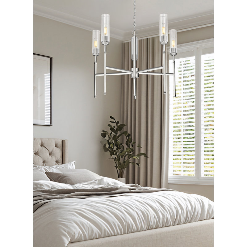 Lustre 5 lumières Granton, Nickel brossé