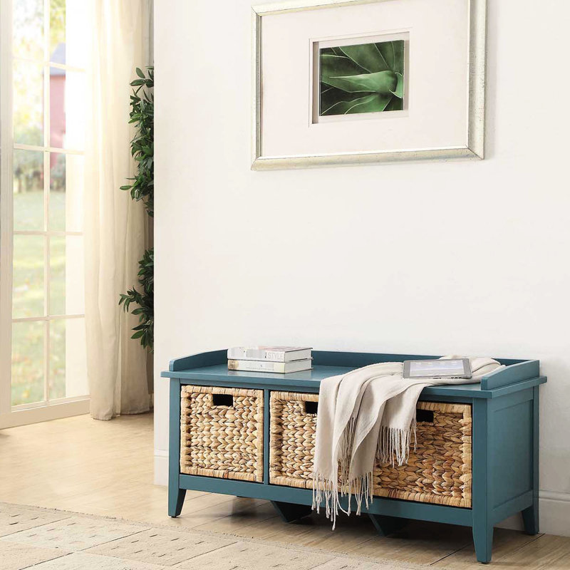 Banc 3 chambres à abat-jour sarcelle - Rangement en bois 3 tiroirs élégant et économique