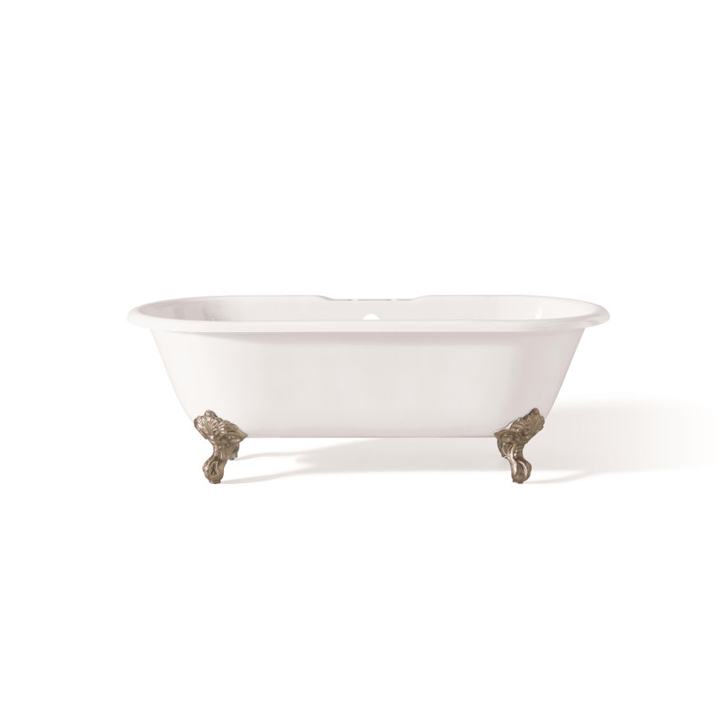 Regal 68'' L Soaking Bathtub, Brushed Nickel, White Interior with White Exterior