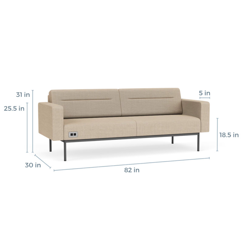 Canapé de réception Darsey, Avec alimentation, Chambray calcaire, Gris anthracite