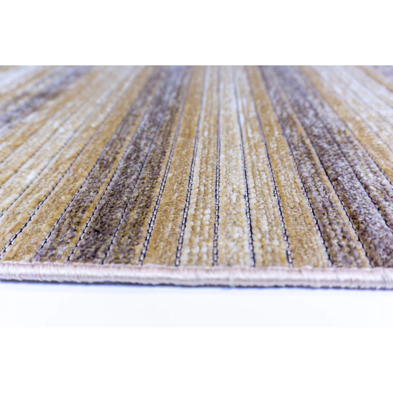 Tapis kilim décoratif durable antidérapant Sylvester Gold, Rectangle 4 pi x 8 pi 11 po