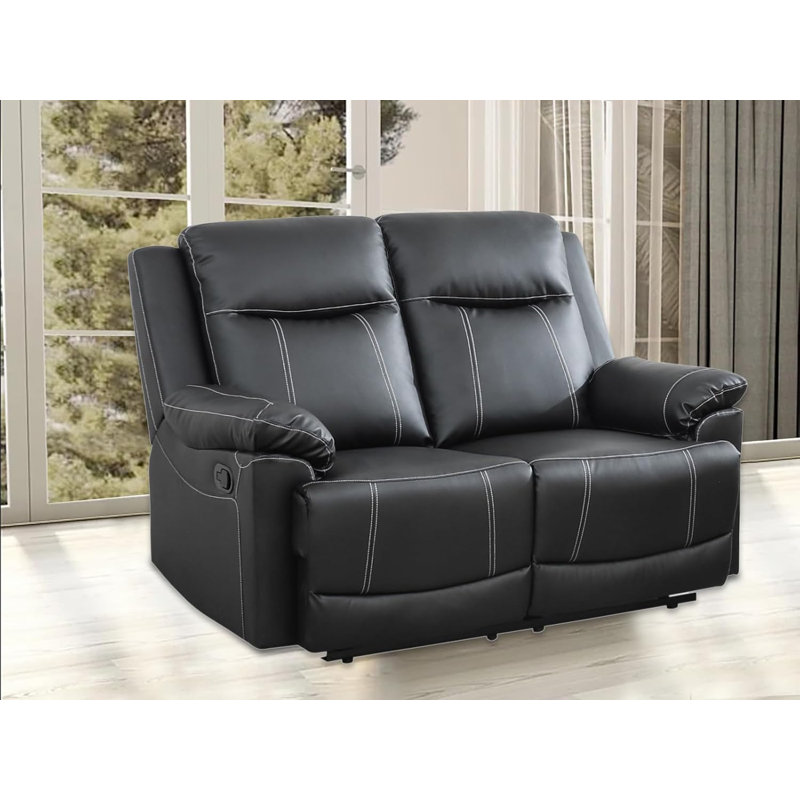 Aneley 59'' Faux Leather Reclining Loveseat, Black