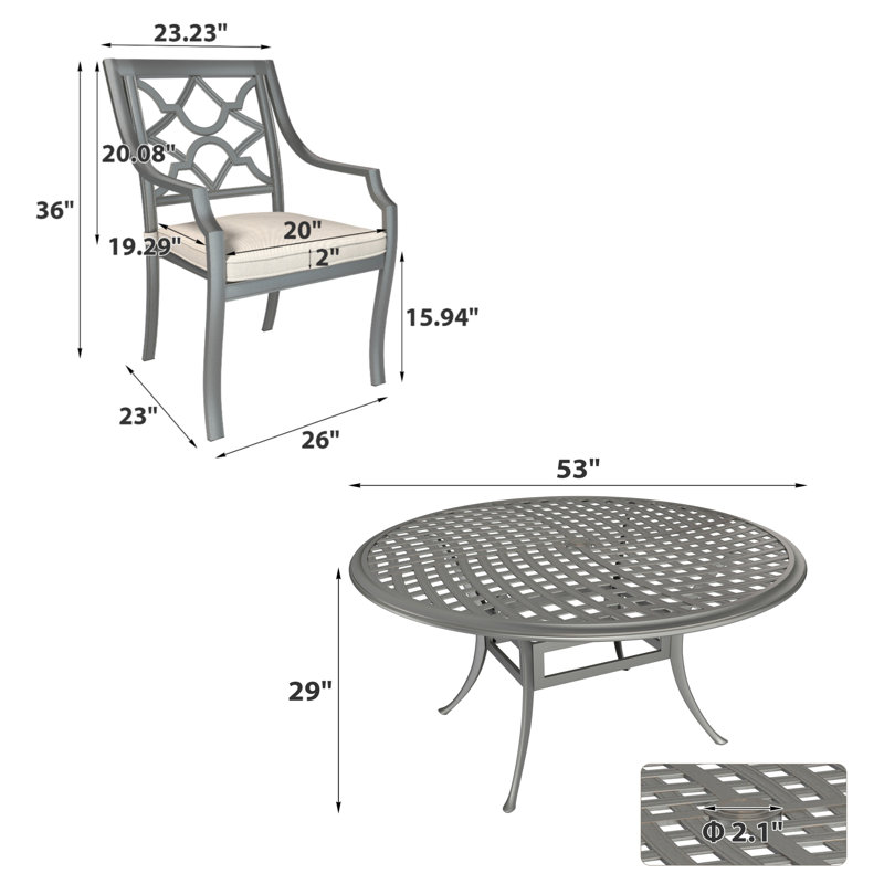 7 Piece Outdoor Patio Dining Set, Beige