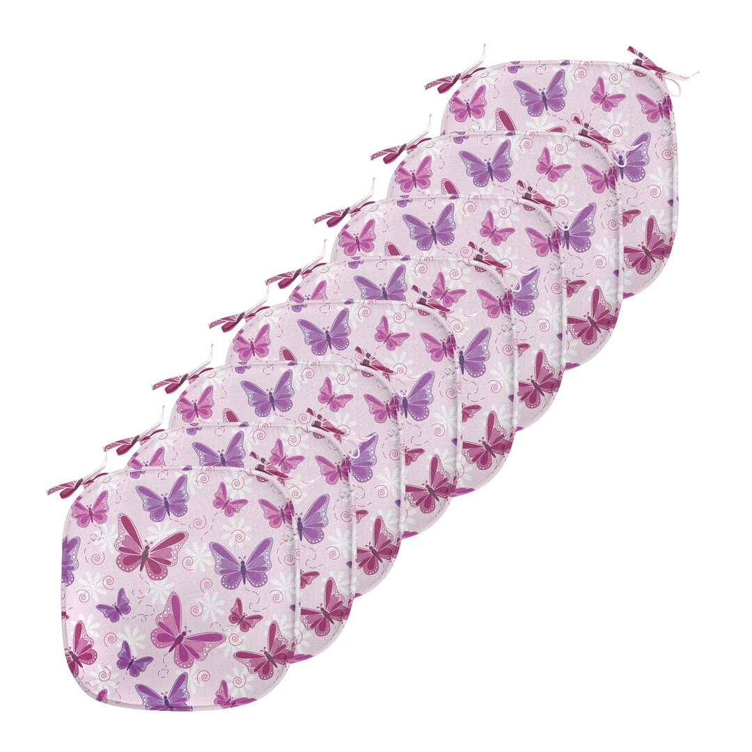 Kissen mit Riemen für Küchensitze, Schmetterlinge Fairy Farben, Pink Lila