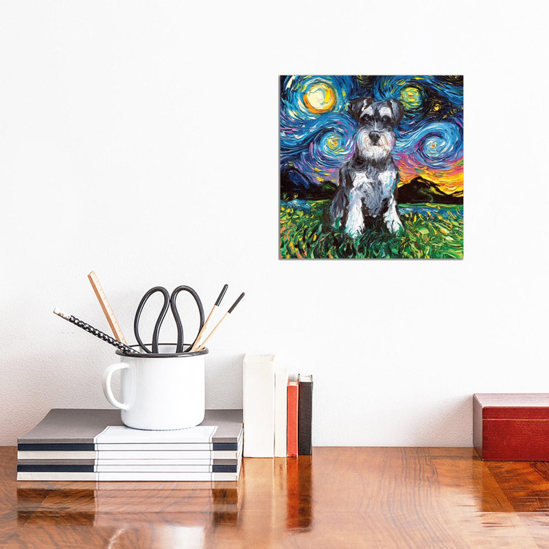 Schnauzer Night 1 Piece Wrapped Canvas Painting, 30.48 cm H x 30.48 cm W