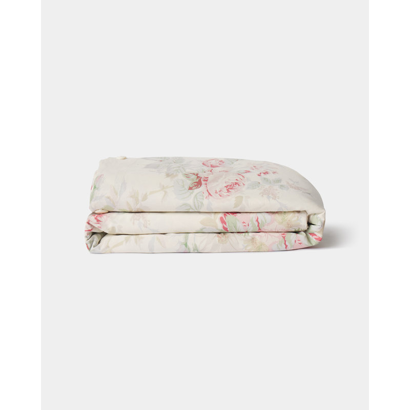 Shore Rose Floral Cotton Duvet Cover, Queen Duvet Cover, Cream Floral