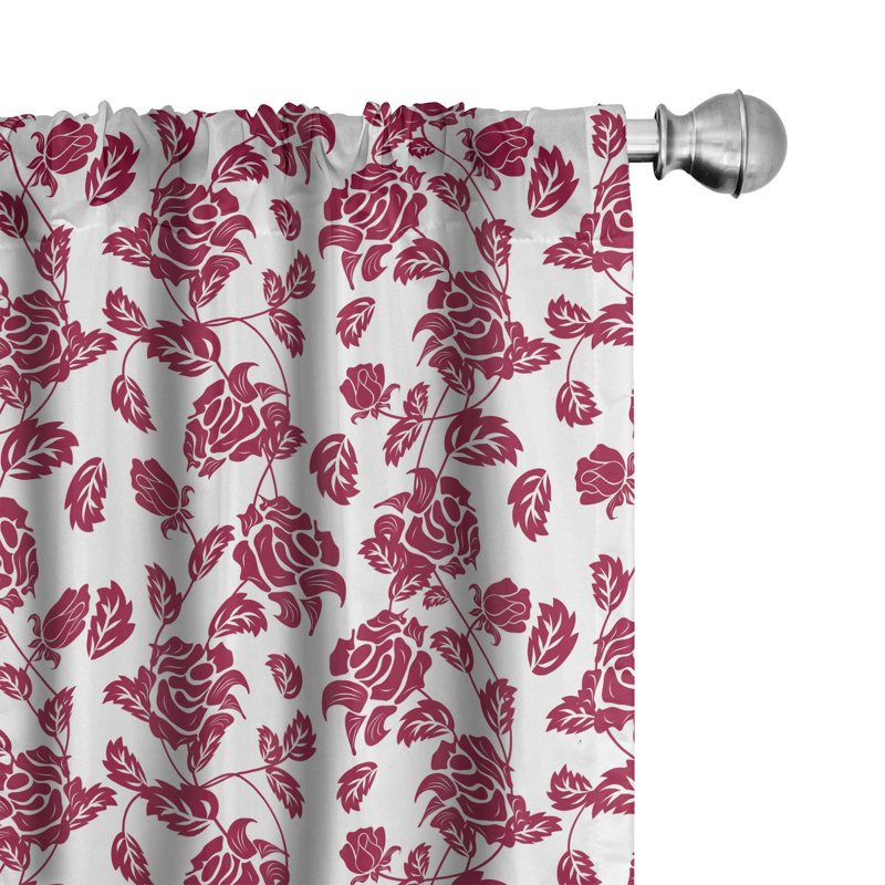 Rose Floral Semi-Sheer Rod Pocket Curtain Panels, 28" x 95"