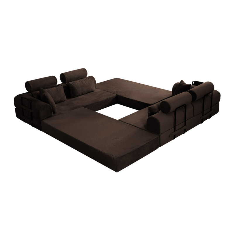 Canapé modulaire en L Boneless, Brun