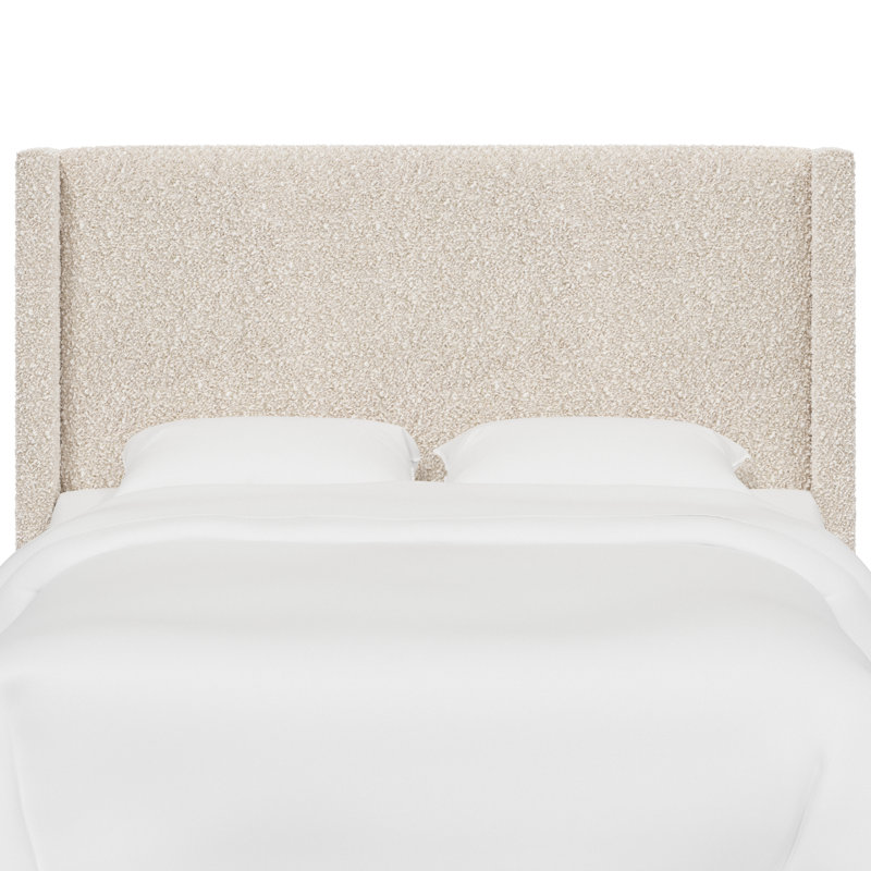Hudson Upholstered Headboard, King, Polyester Blend Plush Boucle Ivory