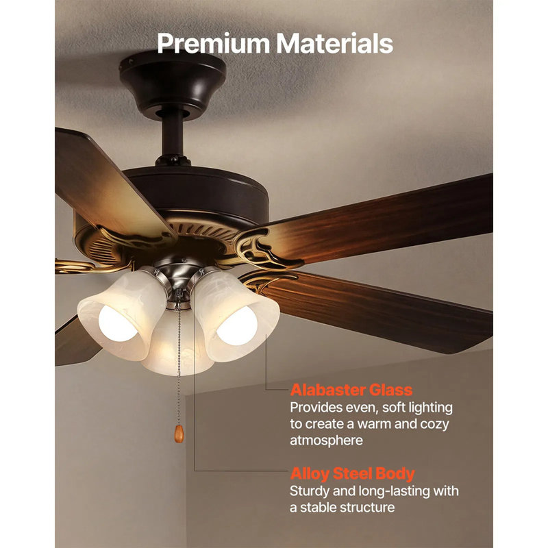 Ensemble de ventilateur de plafond 10,28 "x 6,97", ensemble de lumière de ventilateur à trois lumières 3000k 750lm avec chaîne de traction, luminaire de remplacement pour le salon, la salle à manger, le verre blanc nuage et la finition nickel brossé