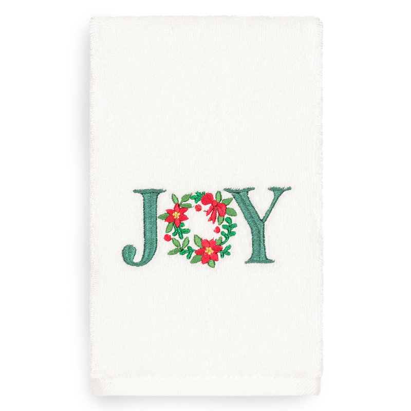Christmas Midweight Hand Towel, White