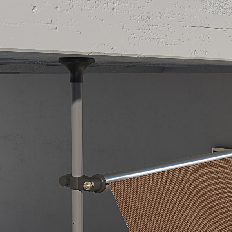 Outsunny Manual Retractable Awning, " Non-Screw Freestanding Patio Sun Shade Shelter With Support Pole Stand And UV Resistant Fabric,  Window, Door, Porch, Deck, Coffee