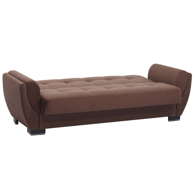 Oliveras 87 in. Fabric Upholstered 3-Seater Twin 3-in-1 Sleeper Sofa Bed with Storage, Brown Microfiber