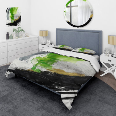 Ensemble de housse de couette en microfibre / polyester vert et noir