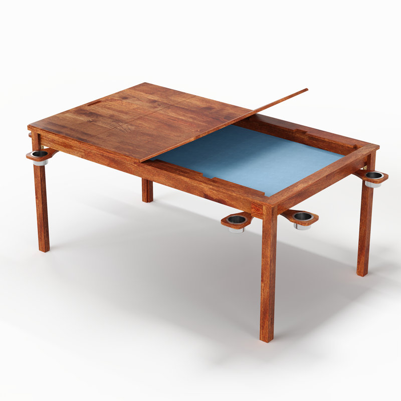 Table de jeu 64 po en bois de chêne pour 6 joueurs avec plateau amovible