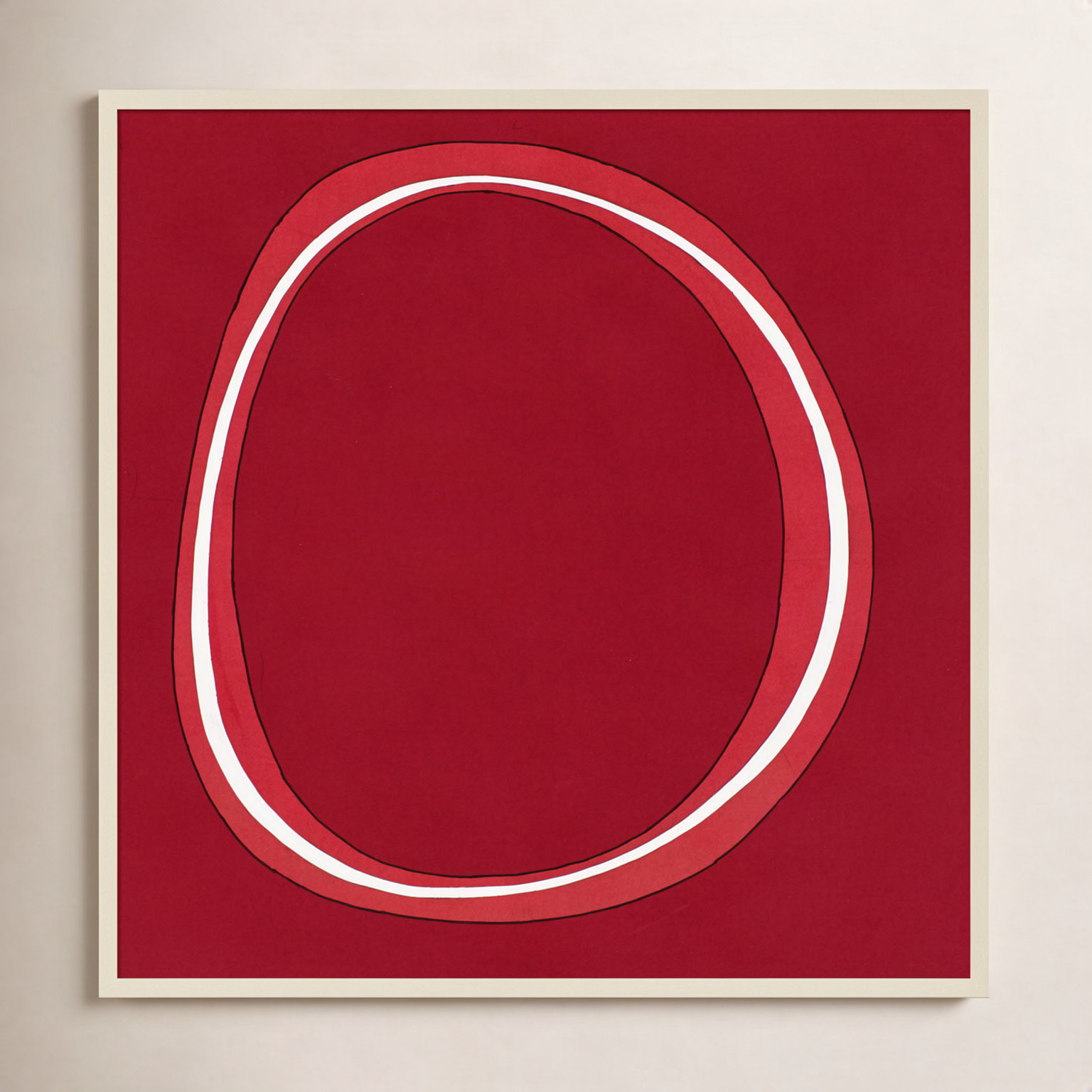 Red Circle Print by Alex Dunn, Brown, 41" H x 41" W