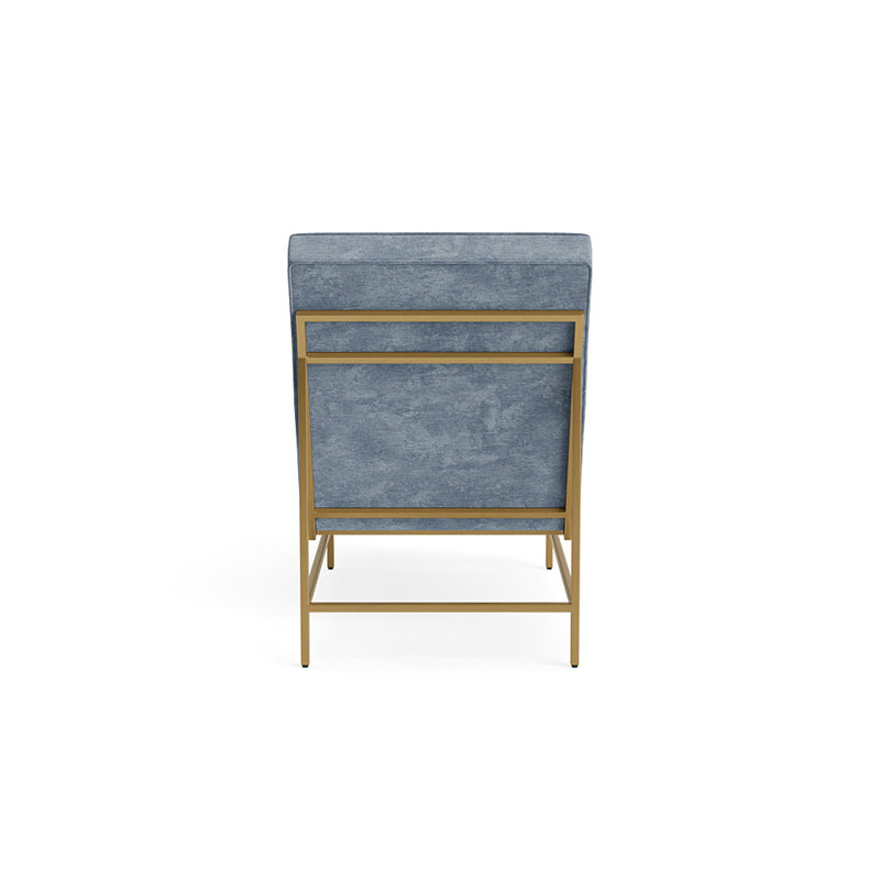 Major Chaise Lounge, Vintage Chenille - Smoky Blue, Brushed Brass
