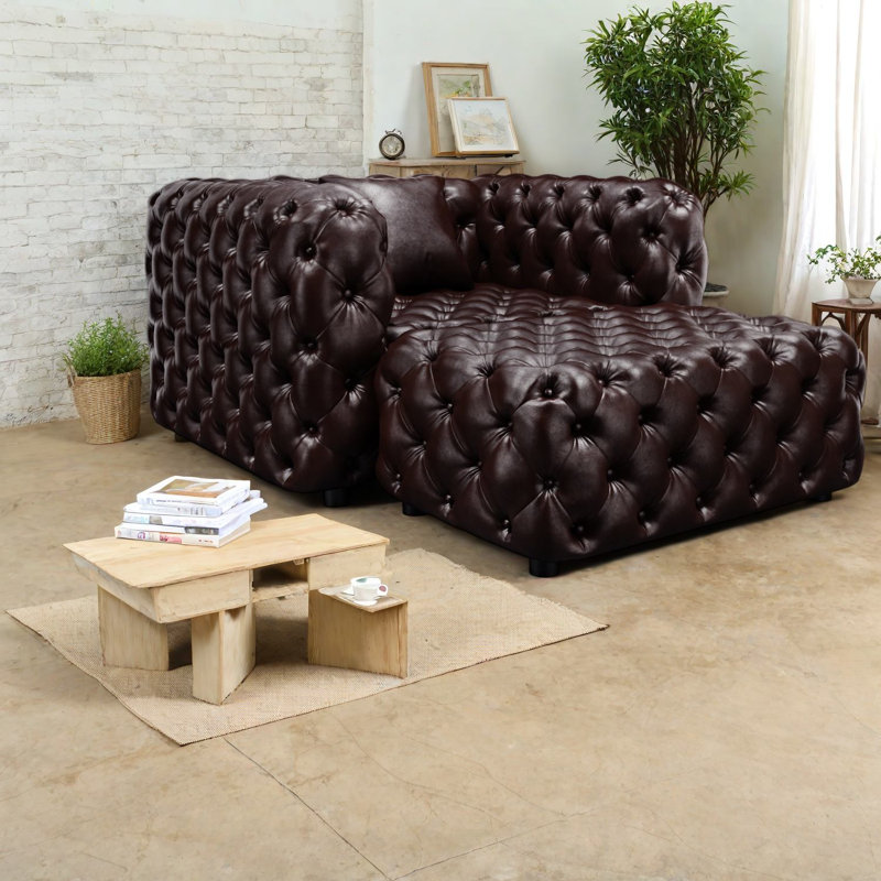 Canapé modulaire à compression en similicuir de 48,4 po pour la maison