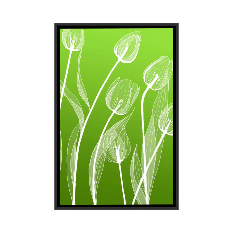 « floral iv », impression sur toile, H 26 po x l 18 po x P 1,5 po, Pas de tapis, Toile avec cadre noir
