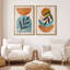«Mid Century Shape Orange Green Pastel Polygon Abstract», reproduction d'art moderne sur toile encadrée 2 pièces-71660435-71660438