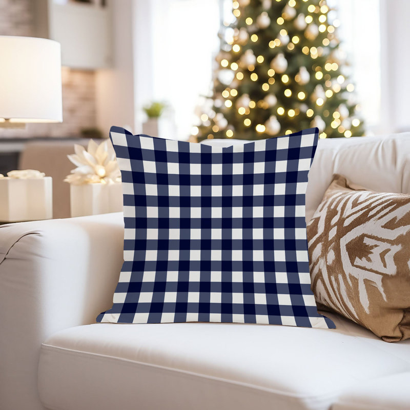 Abstract Navy Plaid Pattern Modern, 16"H x 16"W