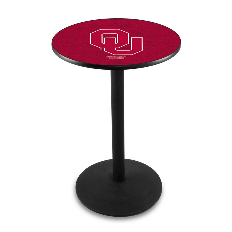 Round Metal Base Dining Table, Black Wrinkle, Oklahoma University
