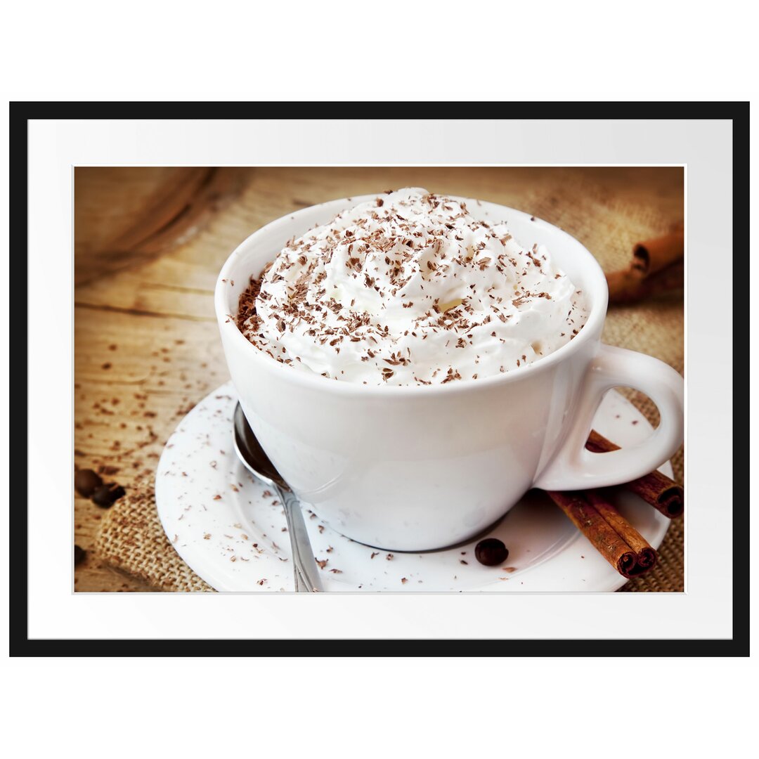 Gerahmtes Poster Kaffee mit viel Creme