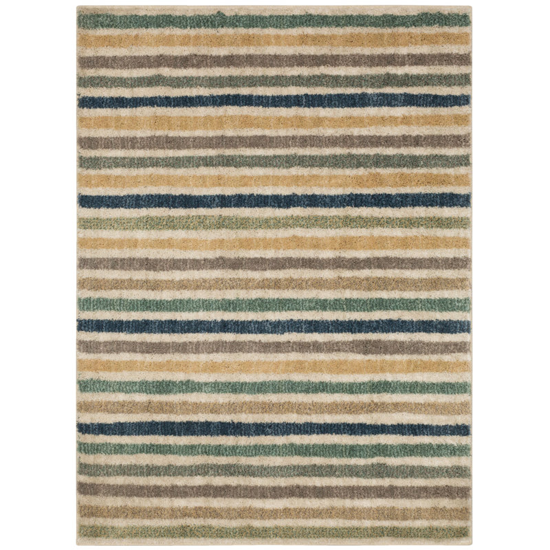 Tapis gris / bleu rayé Nathalia, Rectangle 5 pi x 8 pi