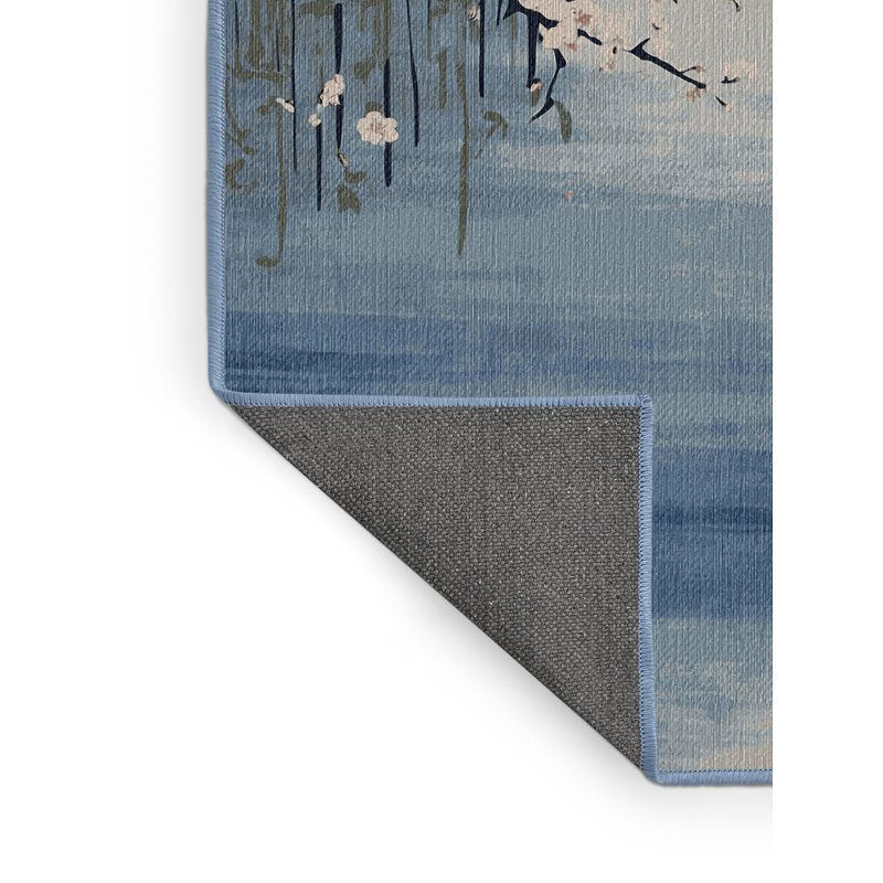 Machine Washable Blue Area Rug, Rectangle 3' x  5'