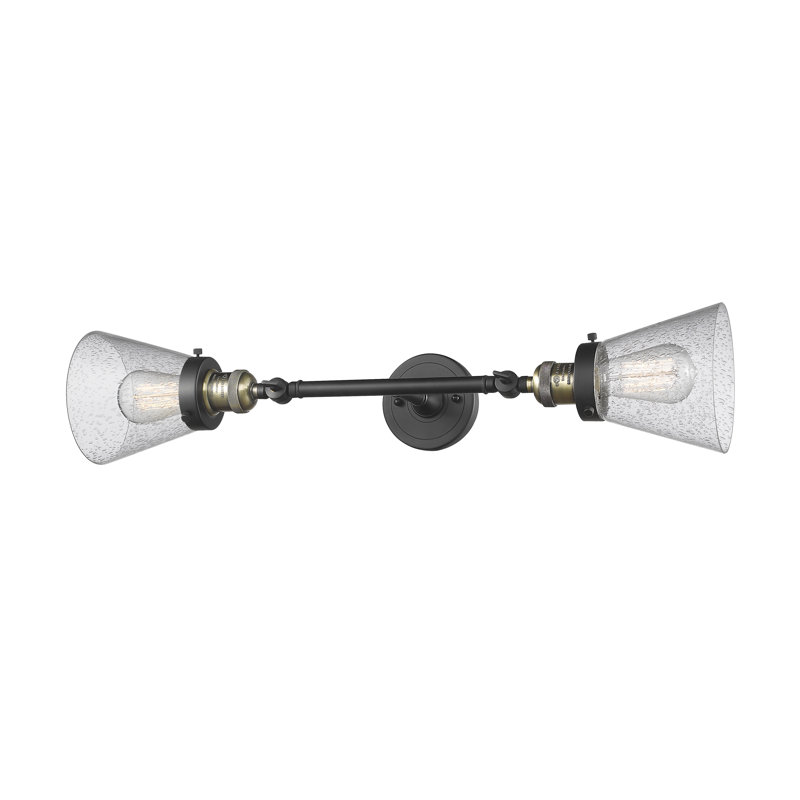 Éclairage de meuble-lavabo inclinable 2 lumières Cone, Ampoule à DEL rétro de 6 watts, Grainé, Laiton antique noir