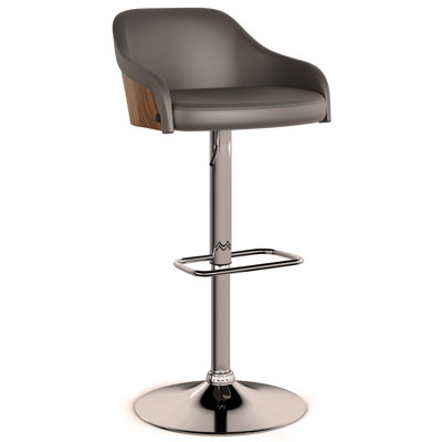 Hutton - Tabouret de bar pivotant réglable - Gris anthracite