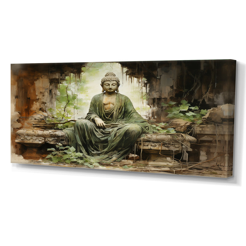 Thailande, ruines de Bouddha, art mural, Toile tendue, H 28 po x l 60 po x P 1,5 po