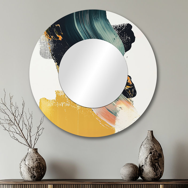 Abstrait à la dérive de l'encre I - Art mural miroir moderne - imprimé sur métal, 29 po x 29 po