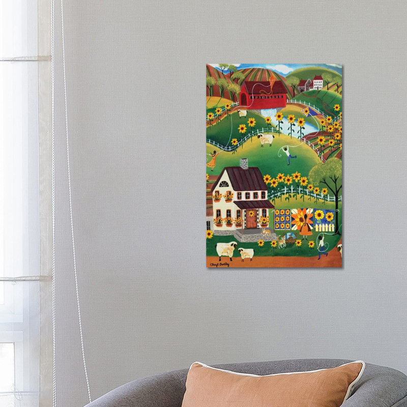 Reproduction d’art « primitive quilt Maker », « Sheep Sheep » par Cheryl Bartolo, Toile tendue, H 26 po x l 18 po x P 1,5 po