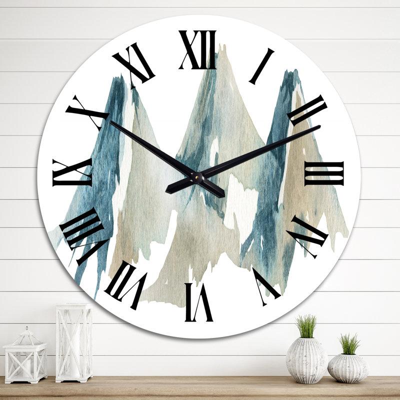 Blue High Mountain Range I - Horloge murale traditionnelle, Surdimensionné