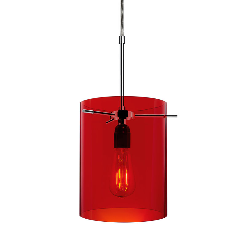 Luminaire suspendu cylindrique simple 1 lumière London, Chrome, bleu