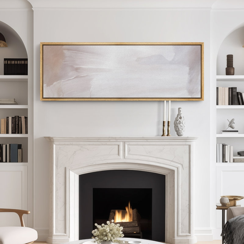 «Minimal Landscape Abstract White Minimalist», reproduction sur toile, H 20 po x l 60 po, Naturel