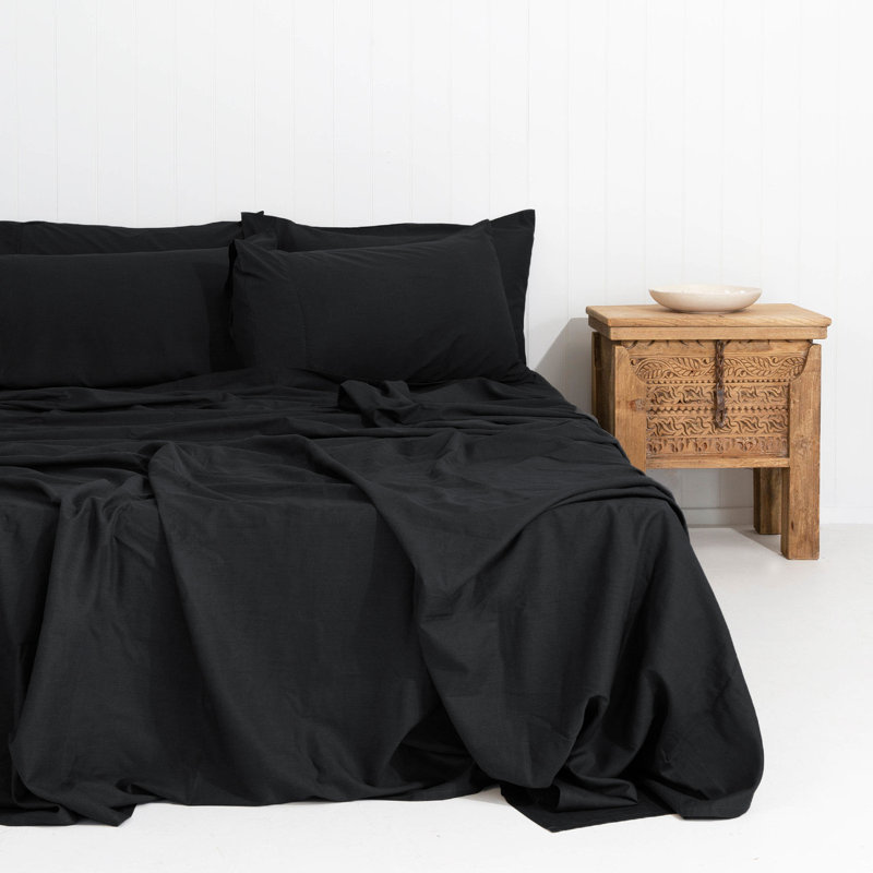 6 Piece Soft Rayon from Bamboo Bedsheet Set, King, Black