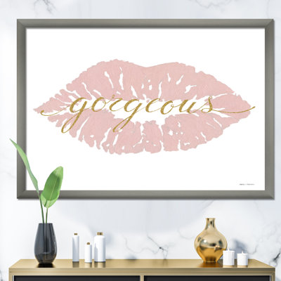 «Fashion Glam Lips on Gold II», reproduction sur toile encadrée
