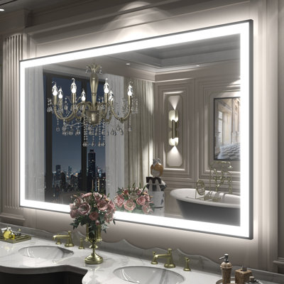Aevar UL Certified Front & Back LED Anti-Fog Tempered Glass Framed Bathroom/Vanity Mirror with 3-Year Warranty