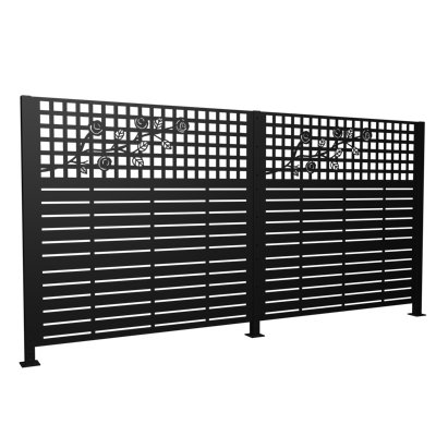 W48" x H47.3" x 2 Panels Metal Privacy Screen, Outdoor Privacy Panels, Trash Can Enclosure, Air Conditioner Fence, Pool Equipment Enclosure, Backyard Fencing, Rose Black