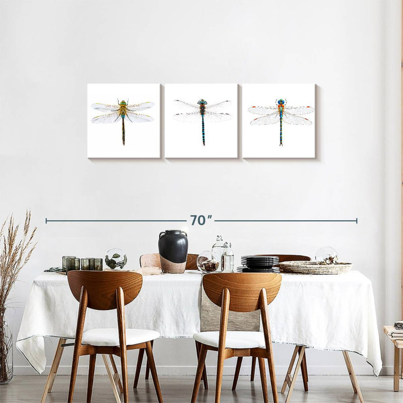 Libellules, reproduction sur toile, H 18 po x l 57 po x P 1,25 po