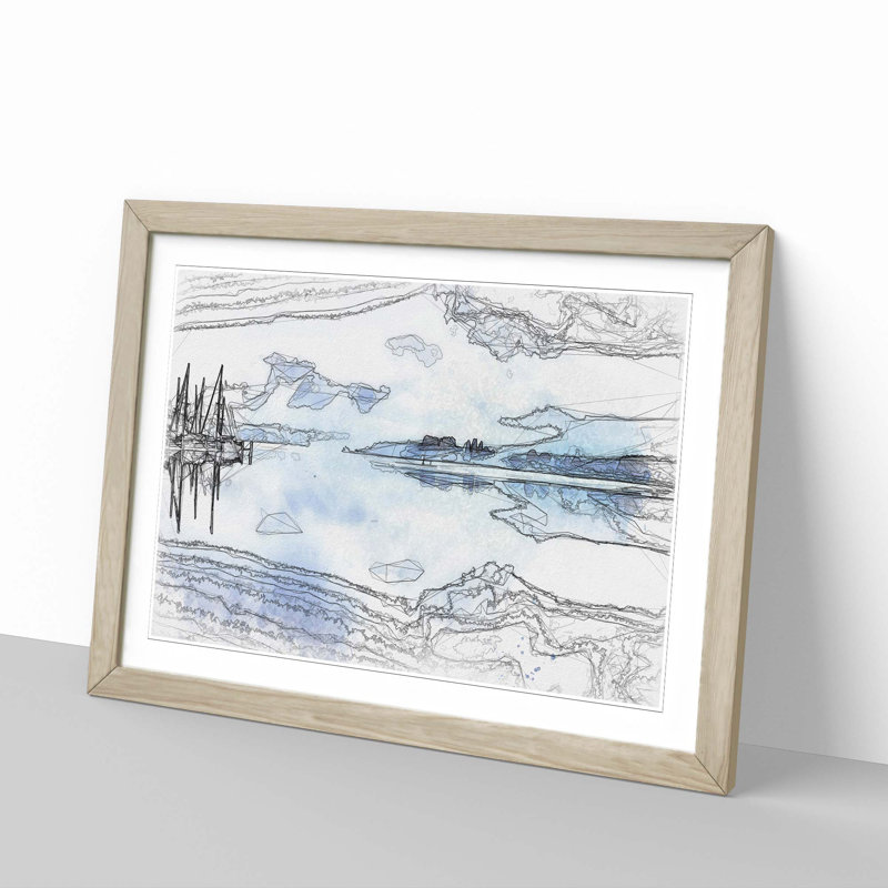 Boats Upon Lake Constance in Abstract - Picture Frame Graphic Art Print, 62cm H x 87cm W x 2cm D, Oak Framed